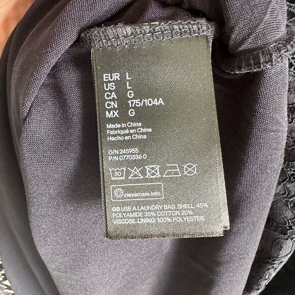 H&M Navy Lace Sheath Dress with Crew Neck and Short Sleeves Size L - Picture 6 of 8